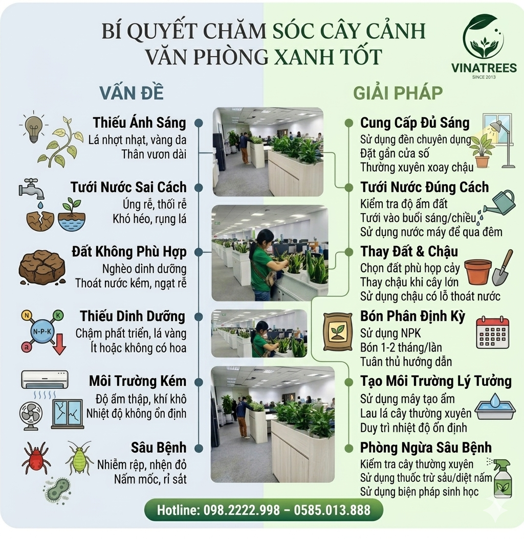 Tại sao cây văn phòng không xanh tốt dù bạn chăm sóc kỹ_Vinatrees